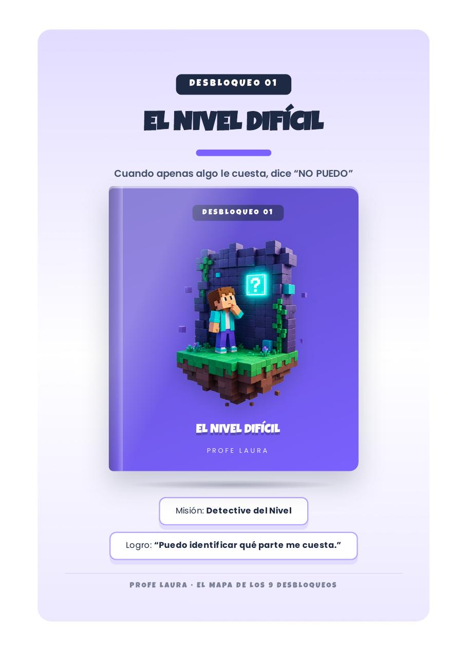 Vista interior del PDF: Desbloqueo 01 · El nivel difícil