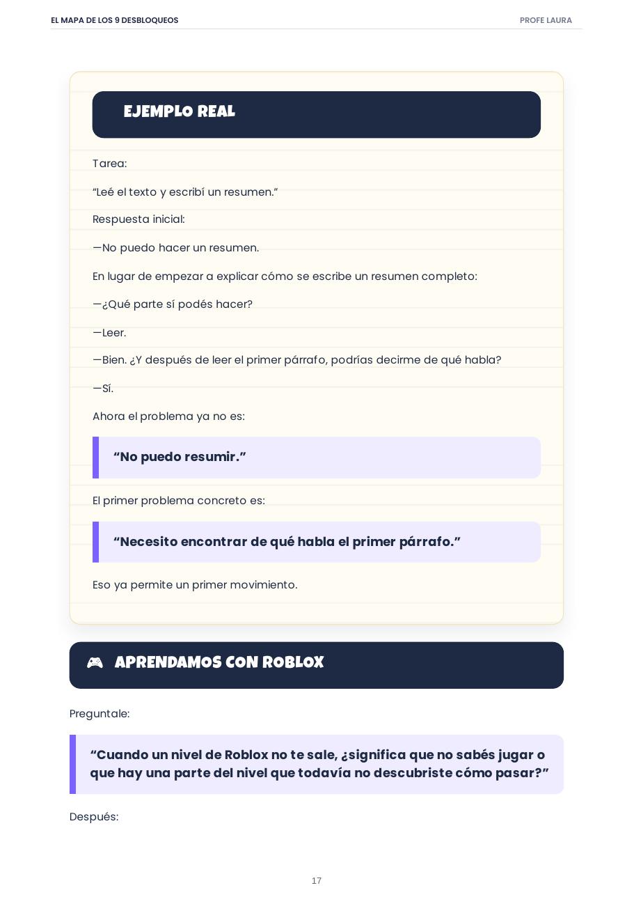 Vista interior del PDF: Tarjeta Aprendamos con Roblox
